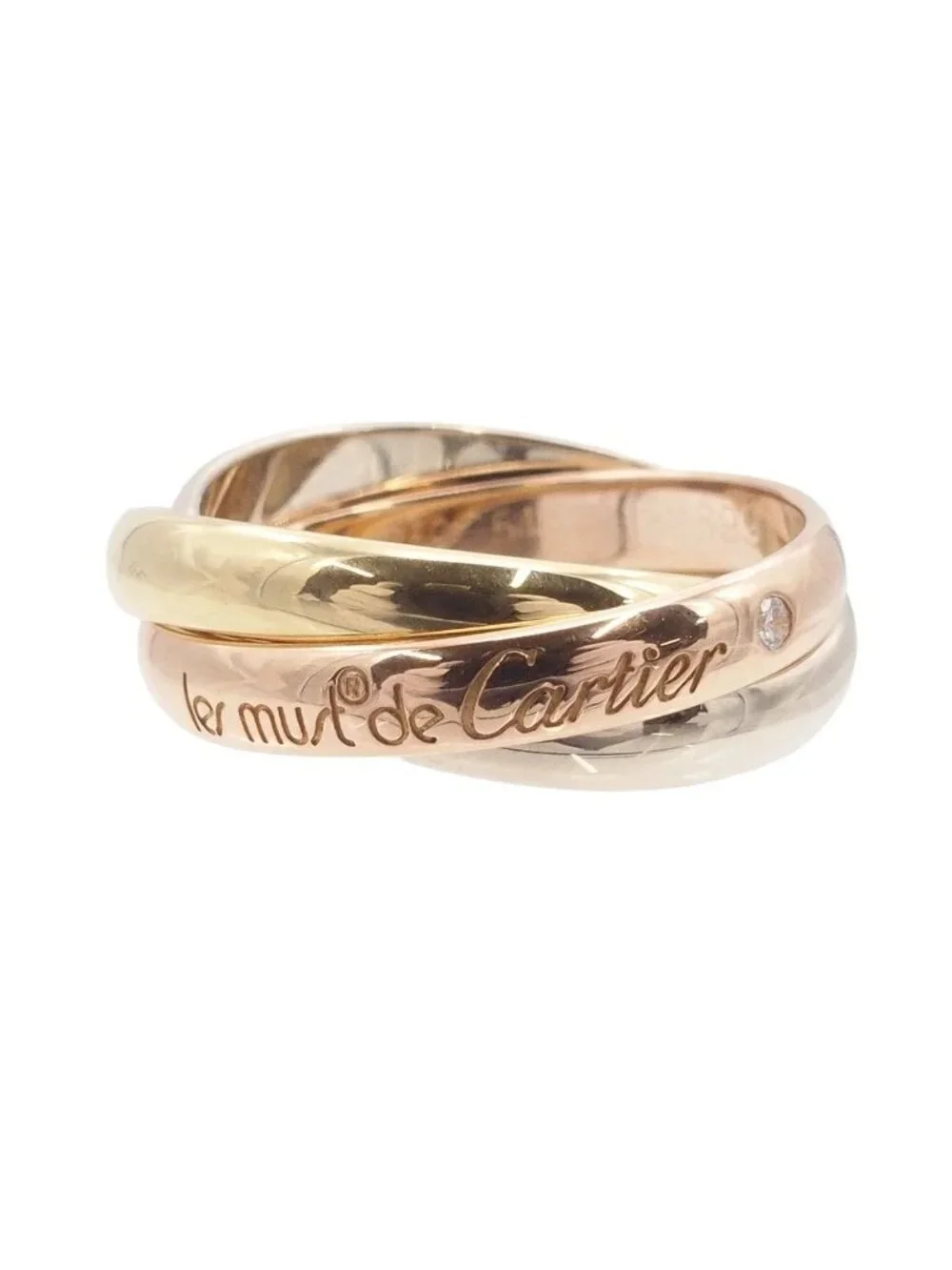 Cartier Trinity MM Three Color Gold Diamond 54 Ring